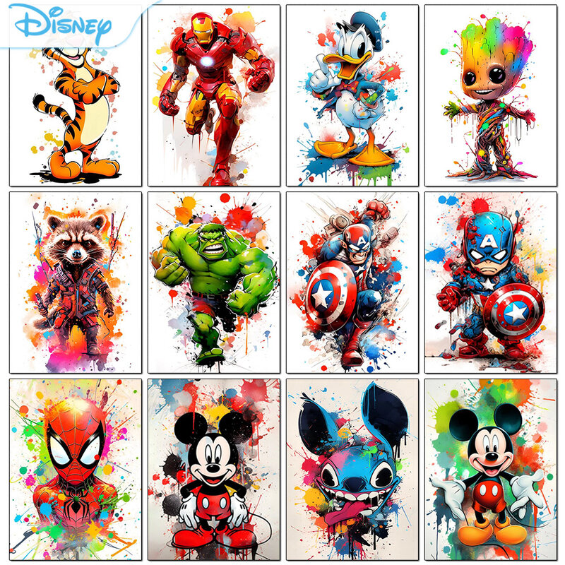 Disney-Mickey Spider-Man Pintura Diamante, completo Diamante Mosaico Bordado, Cartoon Buzz Lightyear, Ponto Cruz Arte, Decoração de casa, DIY