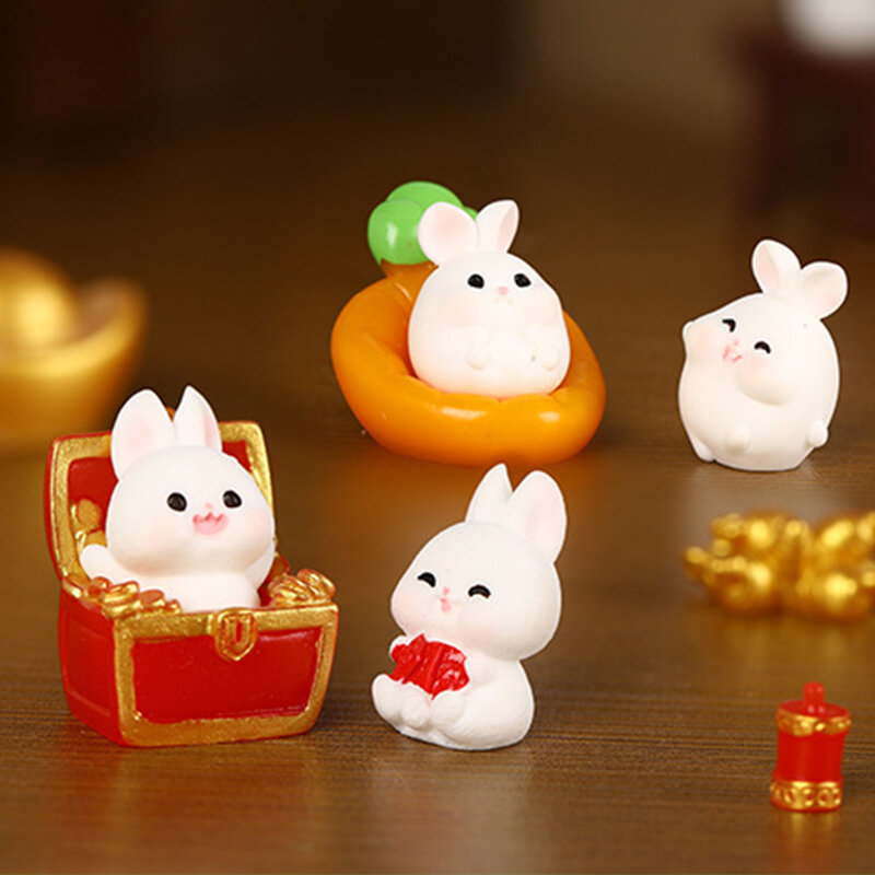 1PC Waterproof and Very Durable New Year Gift Figurine Miniature Cartoon Rabbit Landscape Ornament Cute Rabbit Garden Decoration