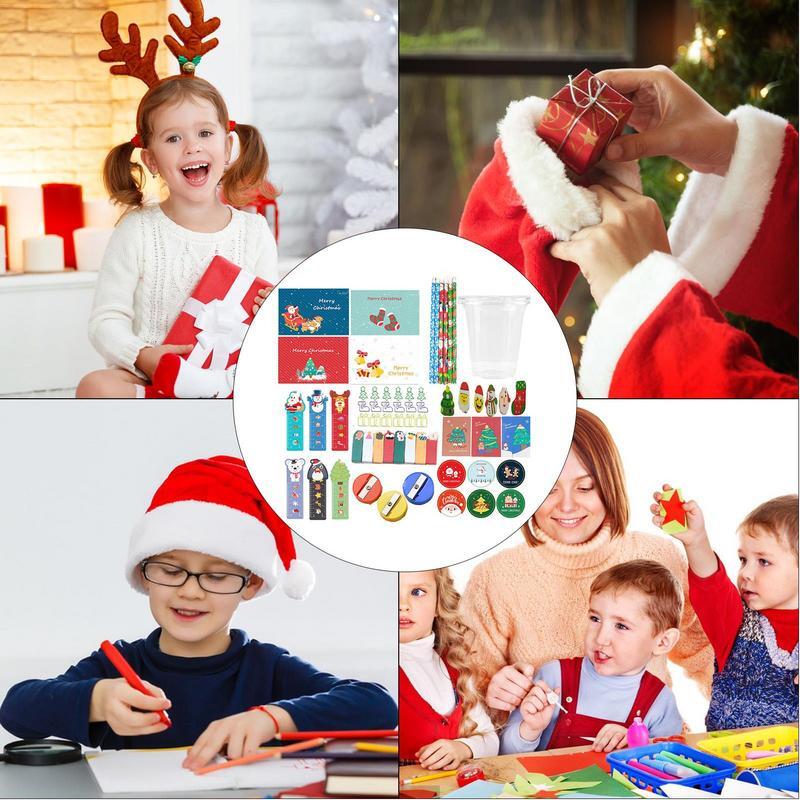 Christmas Pencil Erasers Set Children's Student Stationery Set Festive Atmosphere Christmas Stationery Collection For