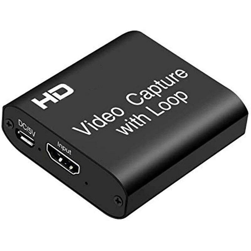 Gravação de vídeo Game Capture Card com Loop Out, Grabber Box para Windows 7, 8, 10, PC, Live Streaming, USB 2.0, 720P, 1080P, 30Hz, 4K, HD