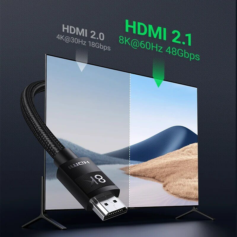 Ugreen-cabo hdmi 2.1, cabo duplicador de alta velocidade, 8k/60hz, 4k/120hz, para xiaomi mi box ps5, hdmi, dolby vision