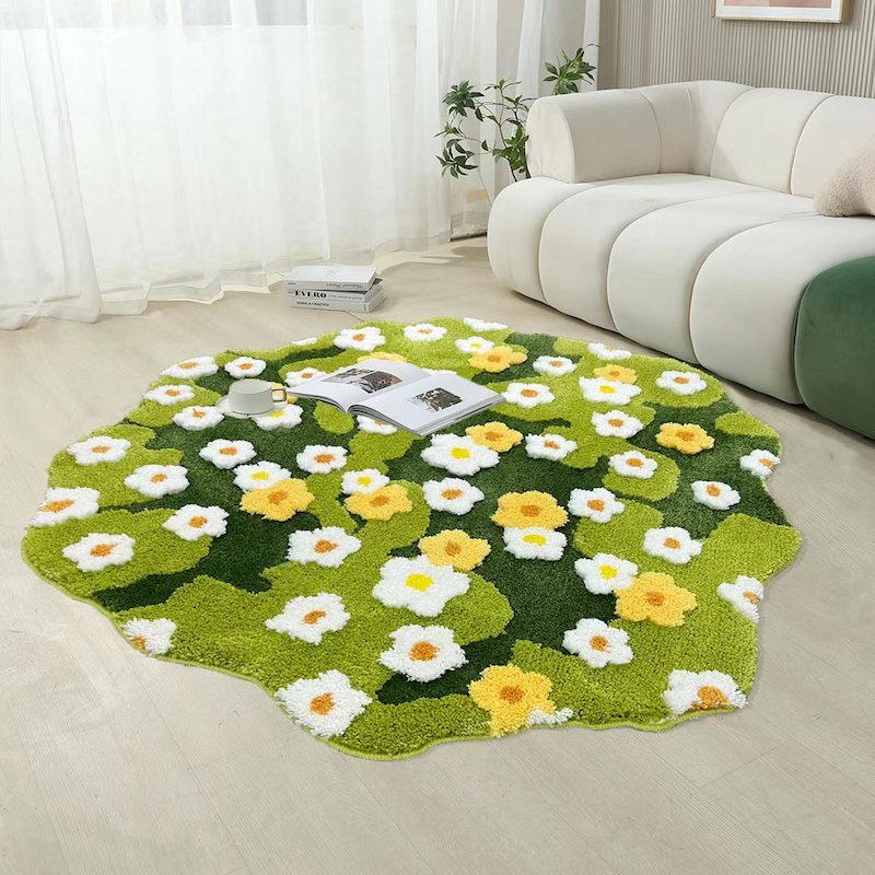 Garden Bloom Flowers Shggy Tufted Carpet Soft Fluffy Floor Rugs Long Bedside Mat Non-Slip Absorbent Home Decorate 23.62"x47.24"