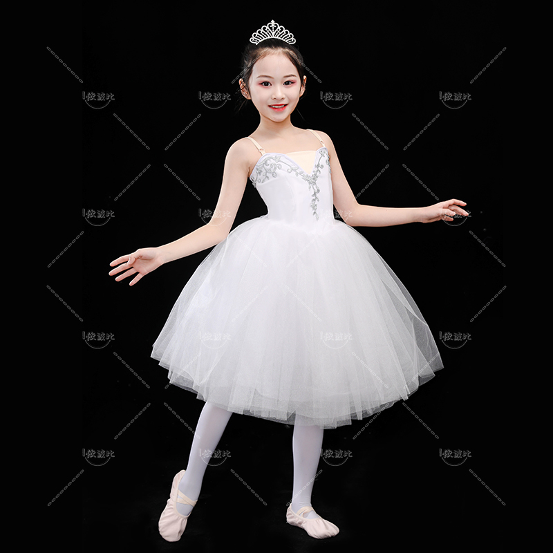 Saias de Ballet para Meninas, Fantasia Swan Dance, Saia Tutu Longa, Roupas de Performance Romântica