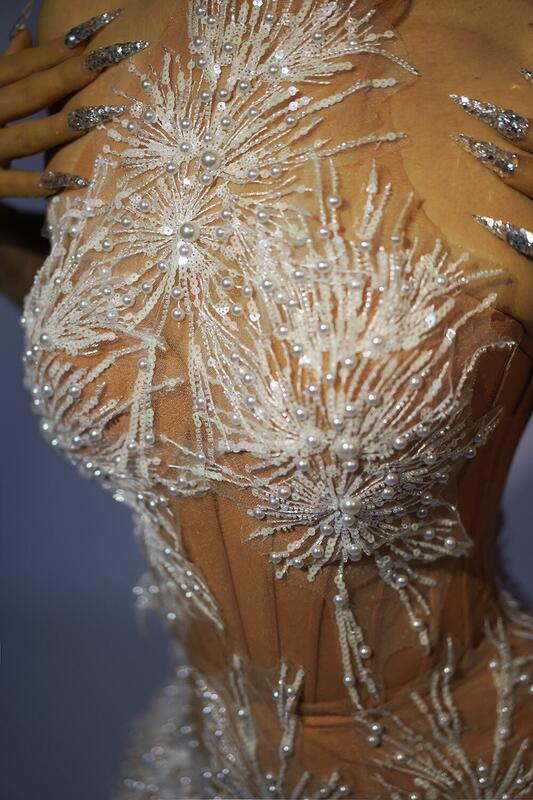 Gaun pendek salju mutiara berlian imitasi berkilau gaun Prom pernikahan malam elegan gaun ulang tahun pakaian fotografi