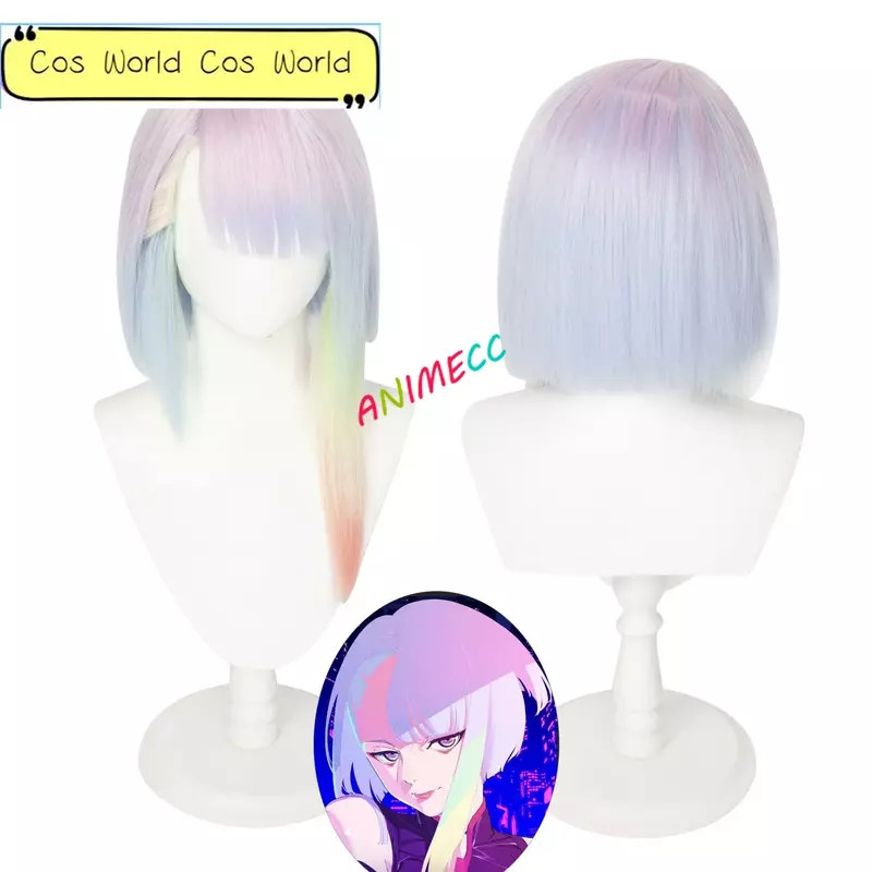 Lucy Cosplay Wig(55CM) Anime Cyberpunk Edgerunners Cosplay Lucyna Gradient Hair Heat Resistant Rebecca Wigs And Cap