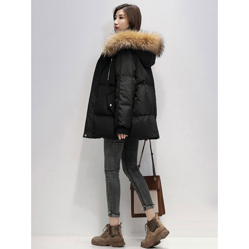 Women's Cotton Jackets Fall Winter Korean Style Solid Color Zipper Pockets Hooded Coat Female Thick Windproof Thermal Outerwear