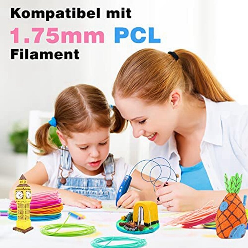 Lot de 20 pièces de filaments PCL pour stylo 3D, 10 m chacun, 1.75mm, pour enfants, à faible température