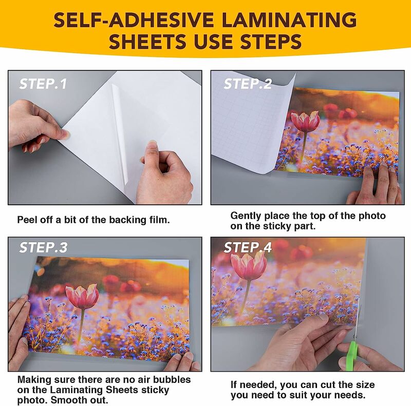 ESHANG 20 Sheets Waterproof Cold Laminating Film A4 Self-adhesive paper film DIY Package Card Photo Laminating Film