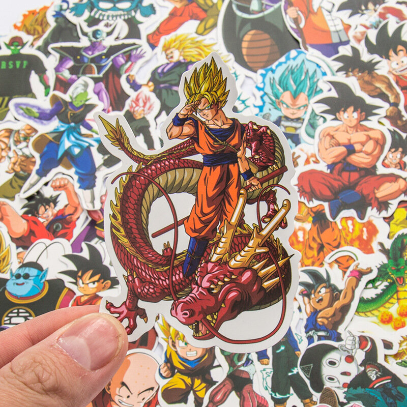 Pegatinas de Anime de Dragon Ball, 50 piezas, Cuenta de mano, casco, monopatín, impermeable, paquete de pegatinas DIY, bonita funda de piel para teléfono portátil