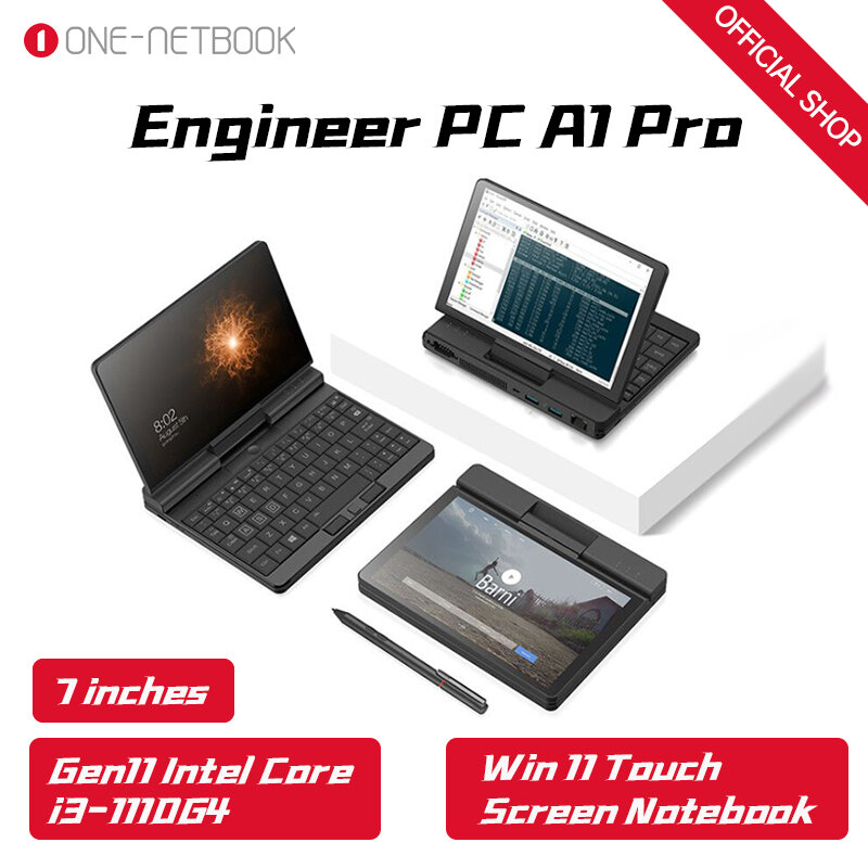 Один нетбук, инженер, ПК A1 Pro, 7 дюймов, IPS, 1200P, портативный ноутбук Gen11, Intel Core i3-1110G4 Win11, ноутбук с сенсорным экраном