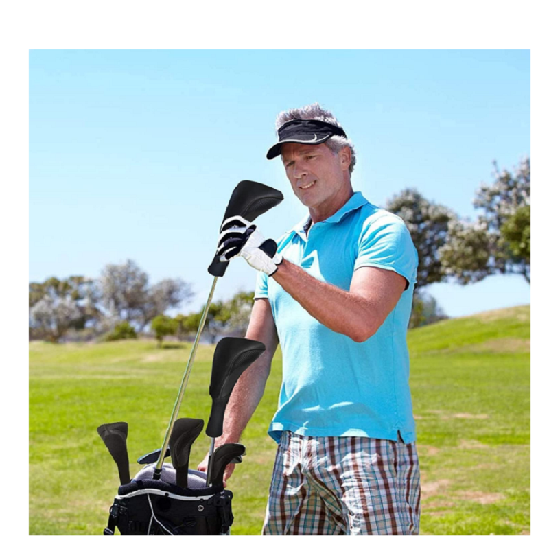 กอล์ฟคลับครอบคลุมสำหรับ Fairway Woods Driver Hybrids 3ชิ้นคอยาวตาข่ายกีฬา Fan Golf Club Headcovers ชุด