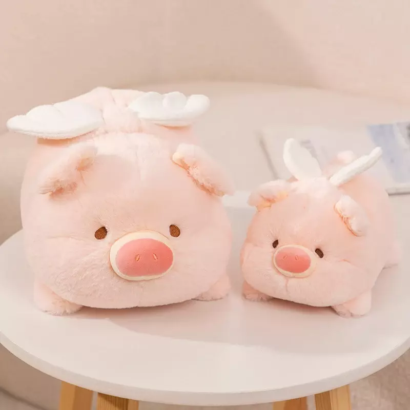 Śliczna anioł pluszow lalka świnka leżąca świnka wypchana zabawka Anime pluszowa poduszka do pokoju dekoracja dla dzieci prezent na Boże Narodzenie urodziny