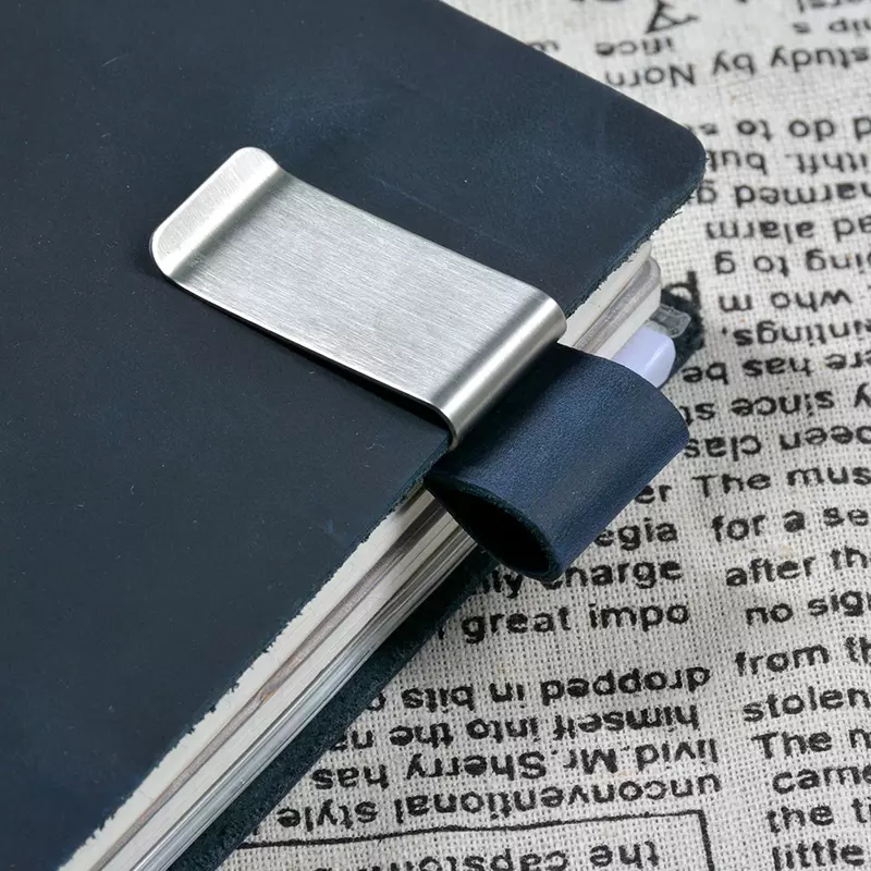 Moterm-Porte-stylo en métal et cuir véritable, pince à crayons en laiton et en acier inoxydable, pour carnet, journal intime