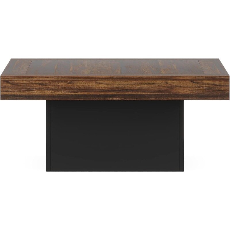 Couch tisch quadratisch LED Couch tisch aus Holz niedriger Couch tisch für Wohnzimmer rustikal braun & schwarz