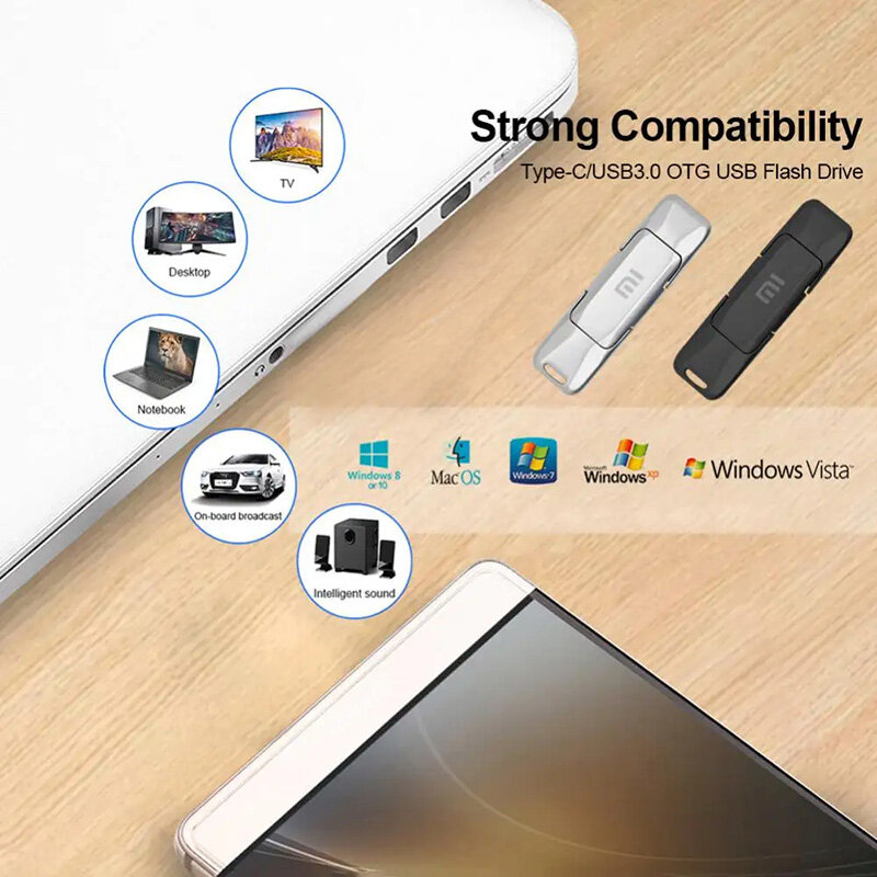 Xiaomi-USB Flash Drive para Celular, Cartão de Memória OTG, 2TB, 1TB, 128GB, USB 3.1, Tipo-C, Alta Velocidade, Presente