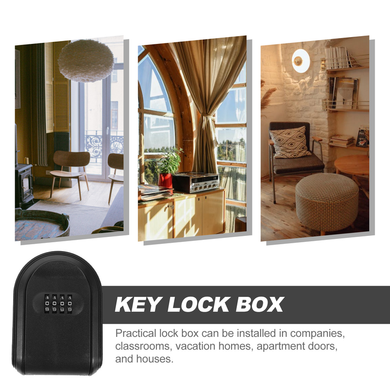 Safe Key Box Password Lock Door Wall Mounted (Black) 1pc Lock Box With Lock Fob Lavadoras Pequeñas Para Apartamentos Plastic