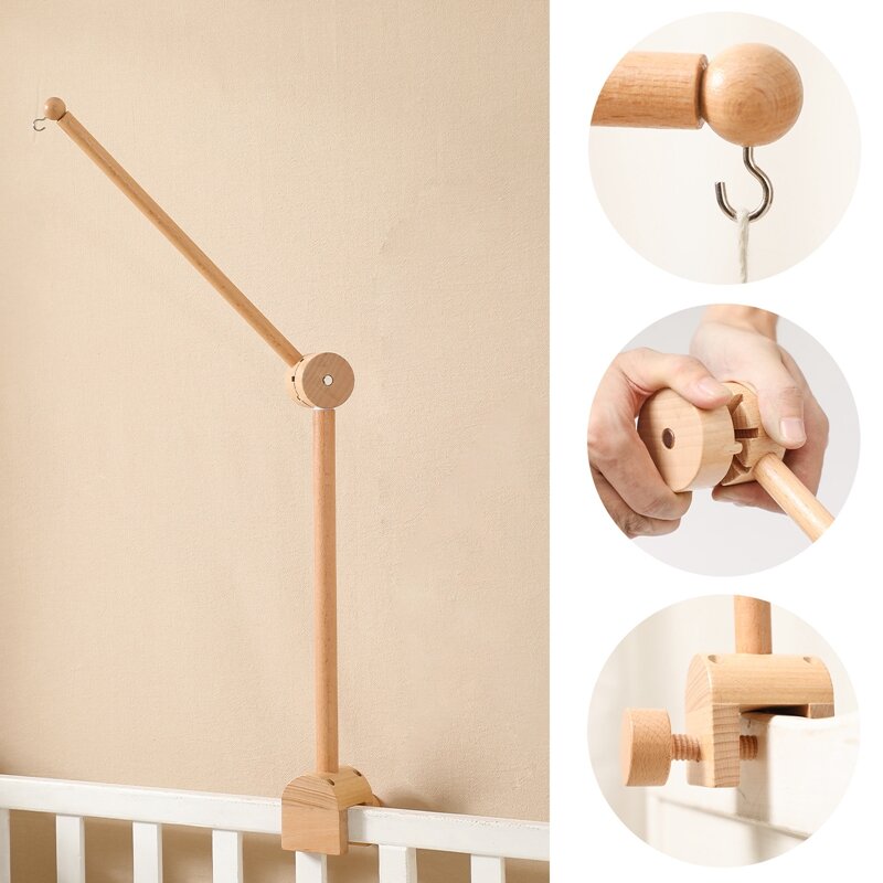 赤ちゃんのおもちゃ,フェルトのおもちゃ,0〜12か月の赤ちゃんのための木製オルゴール,かぎ針編みのベル,ハンガー,サポート,ベビーベッドのおもちゃ