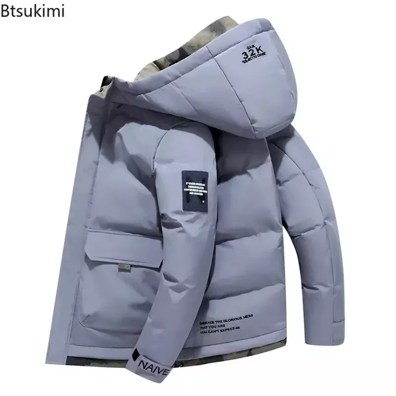 2024Autumn Winter Jacket Men with Hood Cotton Padded Parka Jacket Men Korean Fashion Streetwear Thick&Warm Casual Coats Size 5XL