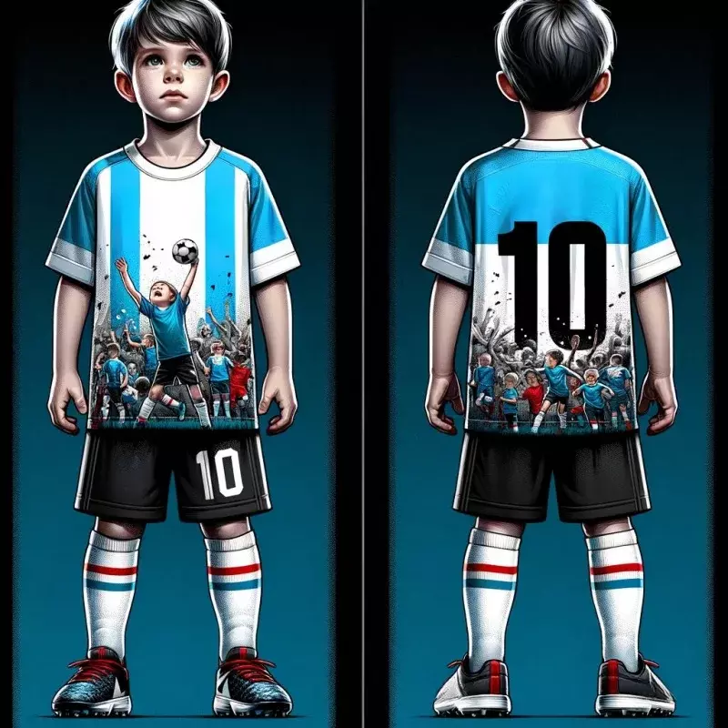 Messi Futebol Jersey Set para crianças, Mbappe, futebol treino, S curto, novo estilo, 3 PCs, 7 #, camisa de manga comprida 10 #