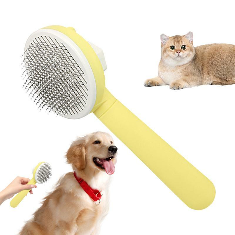 Силиконовая щетка для кошек, портативная Автоматическая Расческа для удаления волос, гибкая щетка для вычесывания собак с кнопкой отпуска, аксессуары для домашних животных