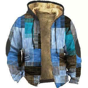 Men's Zipper Coat Long Sleeve Color Block Patchwork Winter Warm Jacket for Men/Women Thick Clothing Parkas Outerwear