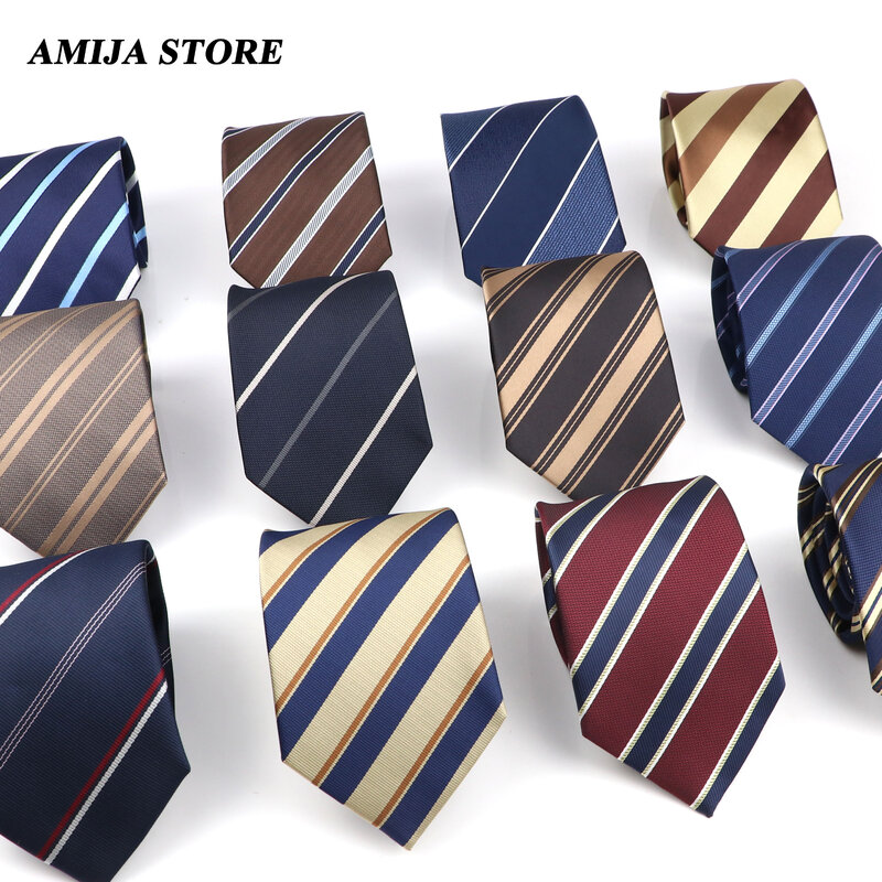 New Striped Tie Men's 8cm Ties Business New Year Gift Classical Necktie Office Accessories Men Costume Daily Wear Wedding Party