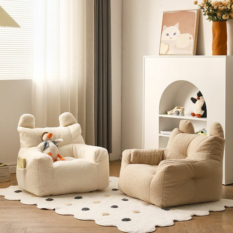 Детский диван Lazy INS, мини-мешок из ягненка и бархата, повседневное сиденье, мультяшный детский диван, татами для чтения, детская мебель
