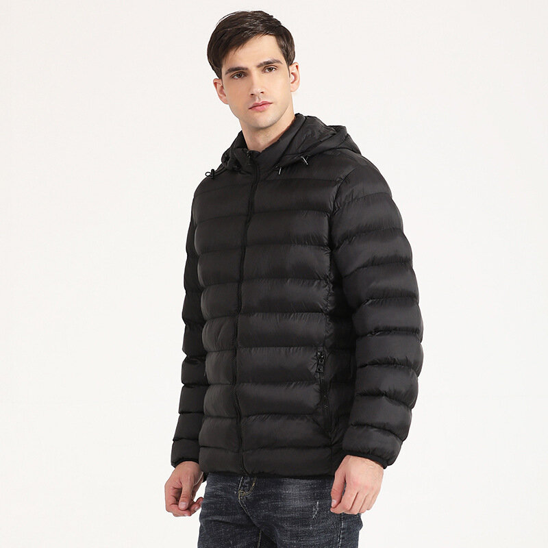 メンズ長袖フード付きジャケット,暖かい黒の綿のパーカー,カジュアル,新しい冬のコレクション2022