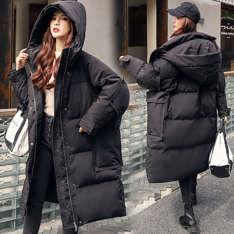 Jaket Down wanita, pakaian luar, mantel versi Korea ukuran besar 90%, hangat longgar dan dipertebal