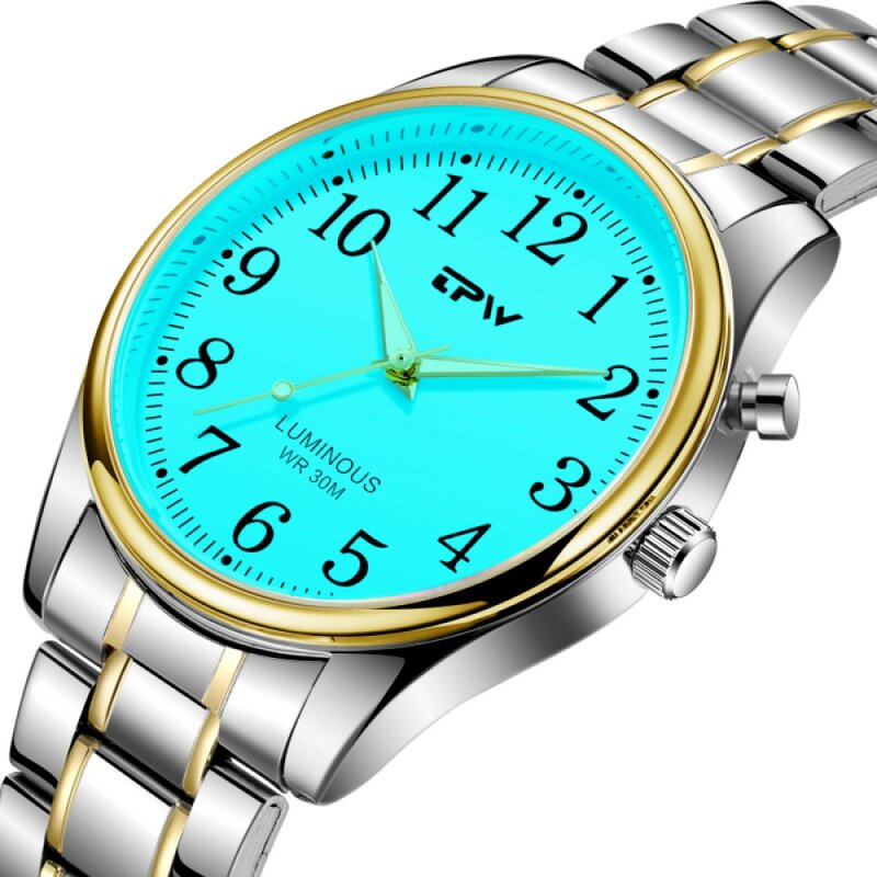 腕時計の発光ダイヤル,40mm,簡単なステンレス鋼のストラップ,3atm