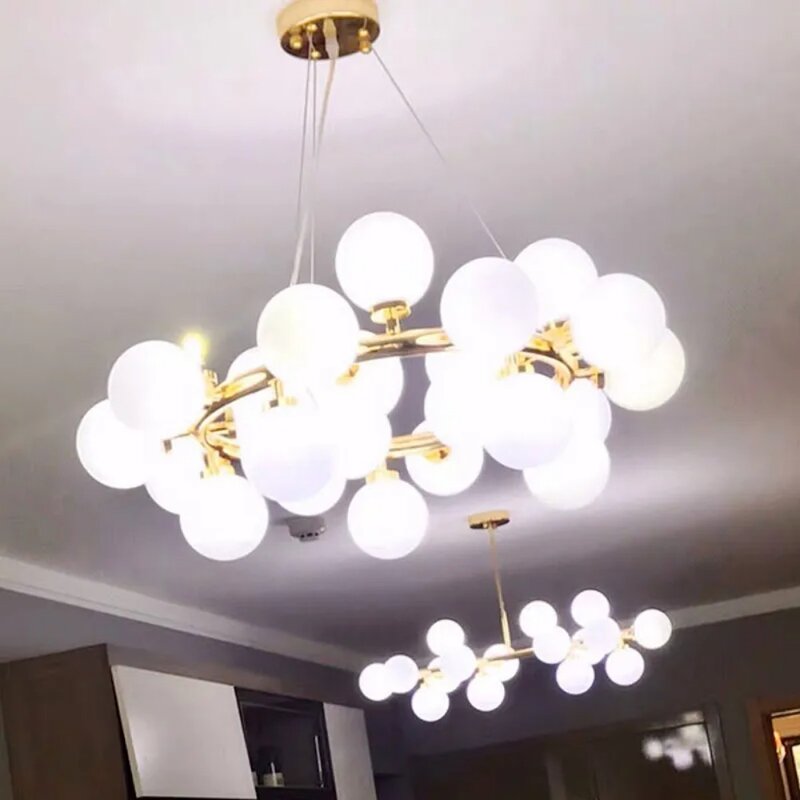 Lampa wisząca do sypialni salon Bar stół obiadowy kuchenny wystrój domu nowoczesny klosz szklany LED lampa wisząca złoty czarny