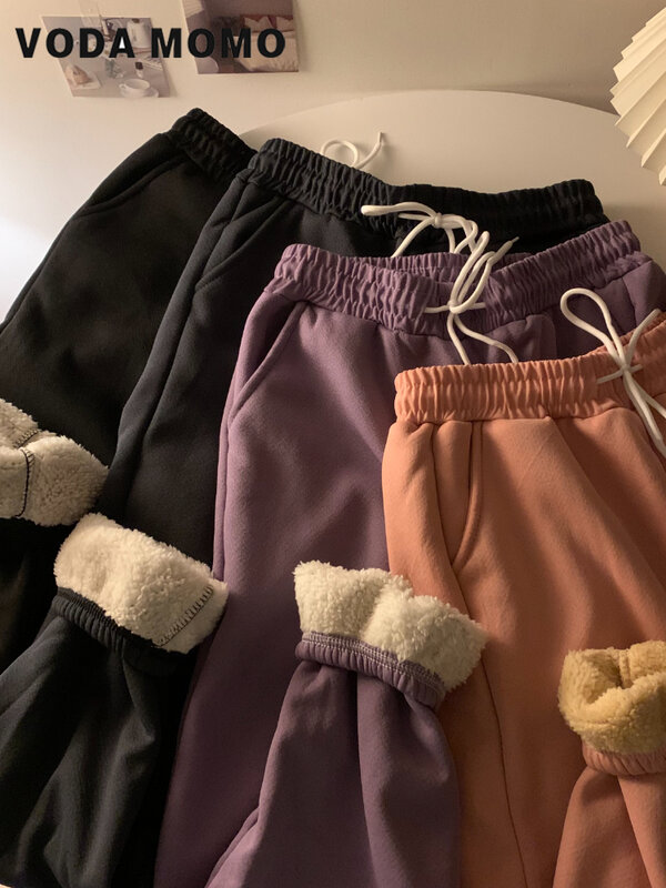Pantalones Harlan holgados para mujer, pana gruesa y acolchada, moda informal coreana, invierno, 2023