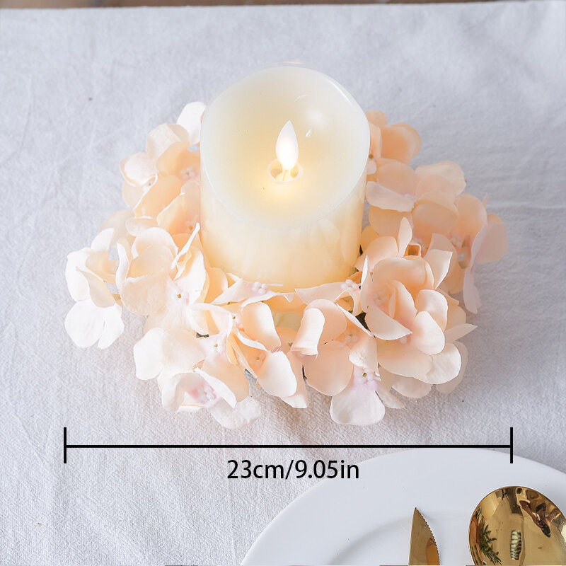인공 수국 꽃 화환 촛대 화환, 아로마 테라피, 웨딩 크리스마스 테이블 센터피스 장식, 23cm