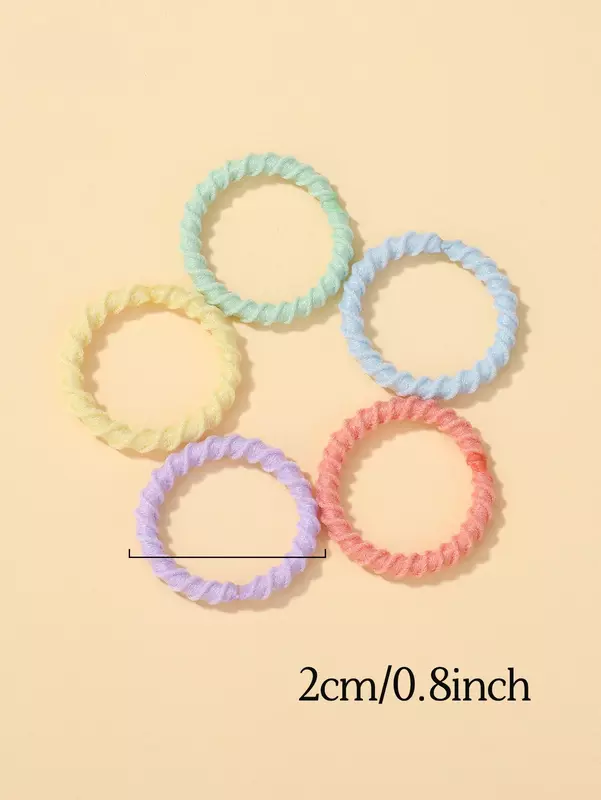 Colorido Rubber Band Scrunchies Set para Crianças, Toddler Thumb Ring, High Elastic Thread, não machuca o cabelo, bebê, 100pcs, 2cm