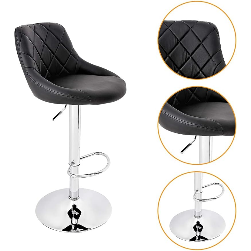 CangLong Swivel Adjustable Counter Height Bar Stools Set of 1 PU Leather Bar Counter Stools with Back Modern Barstools