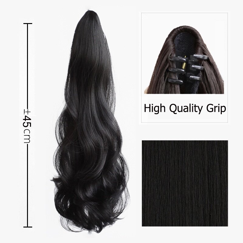 Peruca longa de rabo de cavalo encaracolado para mulheres cabelo sintético natural, grampo, extensões de cabelo, peruca fashion
