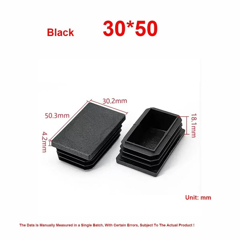30X50 Plastic Pluggen Roestvrijstalen Buis Binnenste Vierkante Plug Tafel En Stoelpoten Rubberen Jas