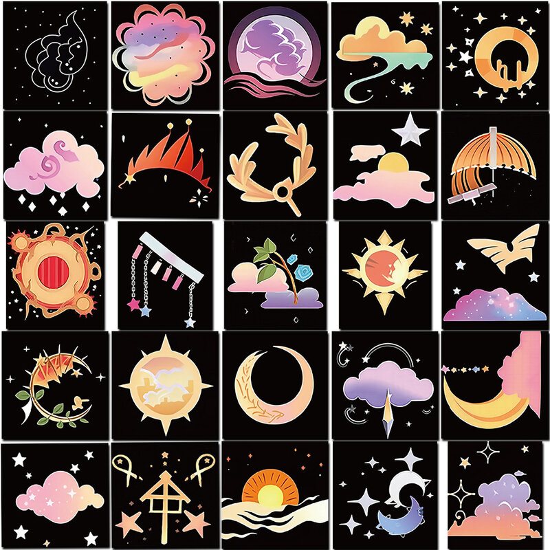 10/30/50pcs Ins Kawaii Style Sun Moon Stickers Night Sky Stars Cartoon Sticker valigia chitarra Phone Window decalcomanie Graffiti fai da te