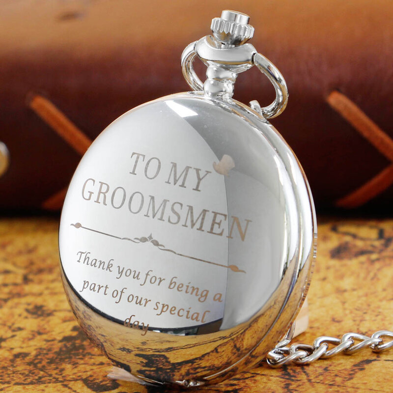 To My Groomsman jam tangan saku perak/perunggu/hitam kuarsa hadiah pernikahan modis kasual antik reloj de bolsillo
