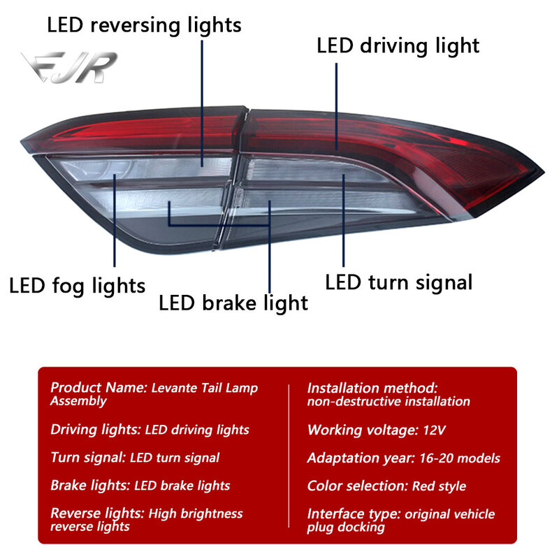 مجموعة الضوء الخلفي لمازيراتي ليفانتي ، مصباح LED معدّل ، فرامل DRL ، أضواء خلفية متدفقة ، ملحقات مصباح السيارة ، 2016-2020