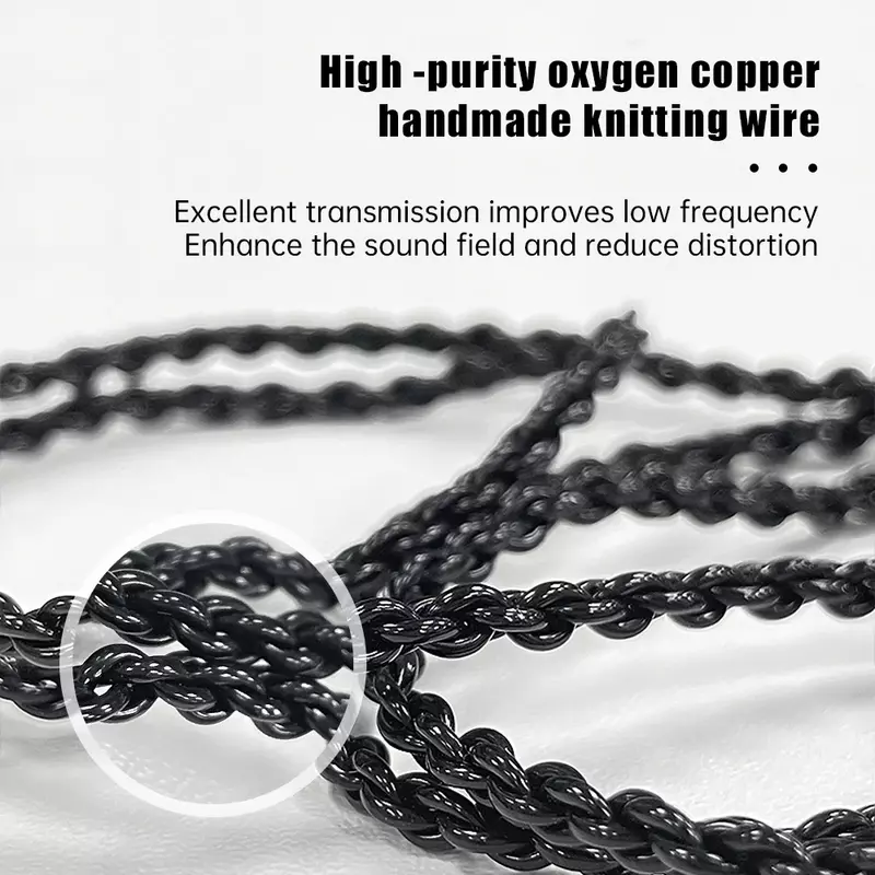 four-strand oxygen-free copper original cable 3.5mm0.75 double-pin upgrade wire with wheat 2pin earphone cable.
