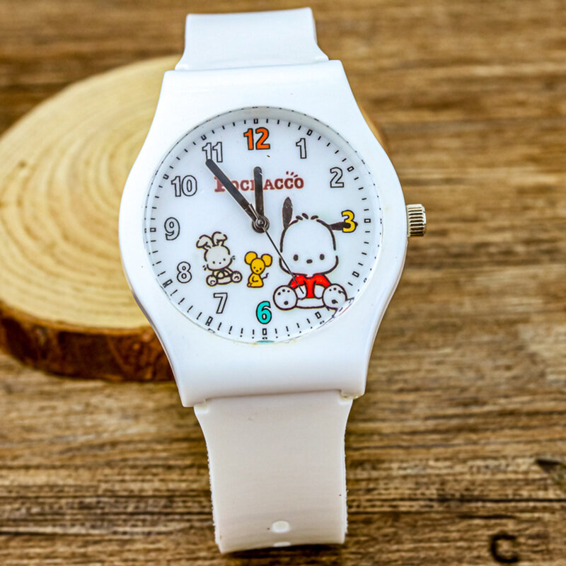 Nowy zegarek studencki silikonowy pasek zegarek dla dzieci moda białe słodkie szczeniak mozaika kreskówkowa zegarki dla dzieci zegar prezenty