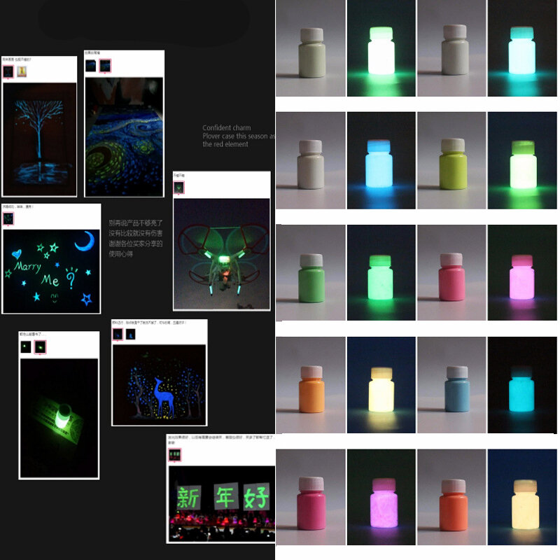 13 Farben super helle leuchtende Epoxidharz pigmente leuchten im Dunkeln flüssiger Farbstoff Körper kunst UV-Körperfarbe je 20g