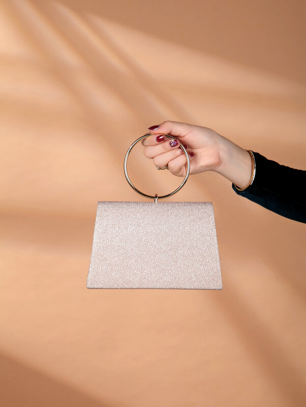 Glamorous, Elegant, Exquisite, Stylish, Luxury, Shiny Mini Square Bag Ring Handle Flap Glitter Glamorous Evening Bag