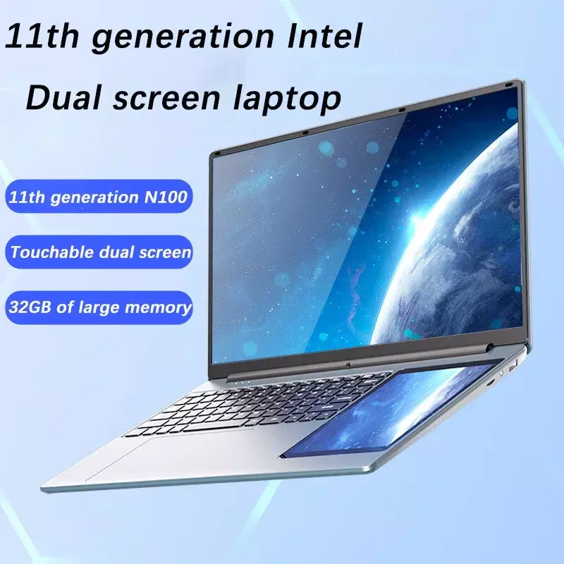 Dual Screen Laptop Full Metal Invólucro, 15.6 + 7 ", 180 ° Rotating Screen, Notebook Gamers Laptops de Trabalho, Alto desempenho, Novo, 2020