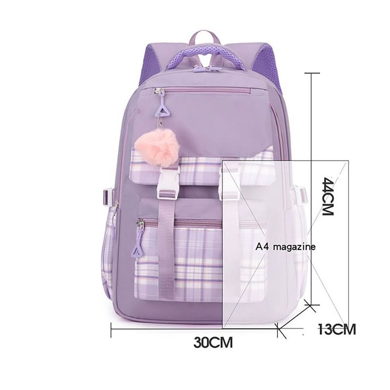 Breathable Back Pad Student Schoolbag Adjustable Strap Large Capacity Shoulder Bag Non-slip Chest Buckle Backpack Teenager