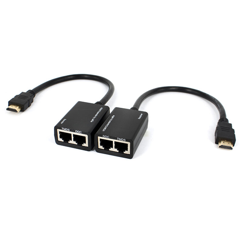 Przedłużacz kompatybilny z HDMI podwójny sieciowy wzmacniacz do kabla Rj45 30m CAT5e CAT6LAN