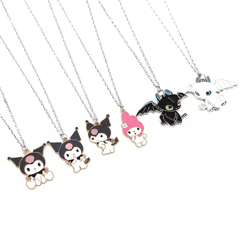 Sanrio Kuromi My Melody Hello Kitty collana in lega uomo donna in bianco e nero ciondolo gioielli accessori Anime coppia regalo