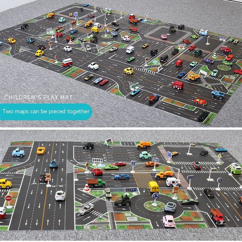 Tráfego carro mapa Playmat para crianças, mapa rodoviário, cidade estacionamento, roteiro, DIY sinais de trânsito, esteiras de escalada, brinquedos presente para crianças