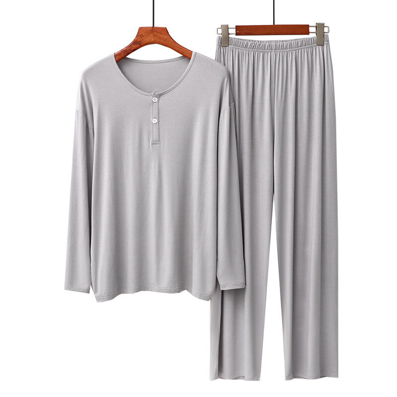 Домашняя пижама Fdfklak, Новая удобная одежда для сна из модала, брюки с длинным рукавом, домашний костюм, Мужская пижама